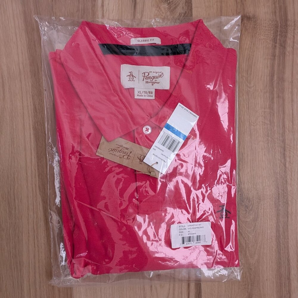 NWT Original Penguin Classic Fit Polo Raspberry XL - Picture 3 of 6